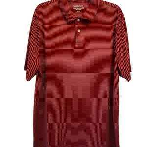 SADDLEBRED Performance Men's Large Red Black Stripe Polo Short-sleeve Shirt